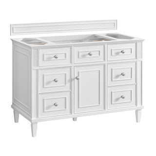 48 Inch Lorelai Freestanding Vanity in Bright White / Eternal Jasmine Pearl Top