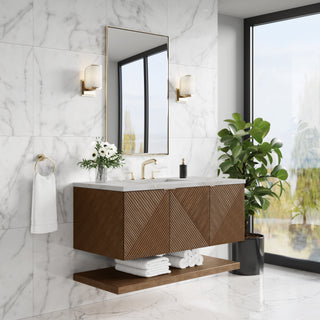 48 Inch Marcello Floating Vanity in Chestnut / Victorian Silver Top