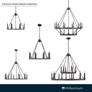 Florence 1 - Light Chandelier Ceiling Light Matte Black