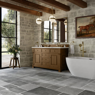 60 Inch Brookfield Freestanding Vanity in Honey Oak / Ethereal Noctis Top