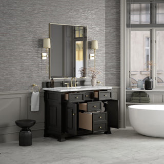 48 Inch Brookfield Freestanding Vanity in Black Onyx / Carrara White Top