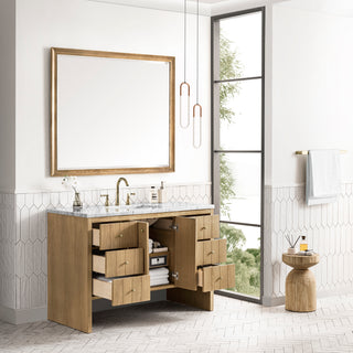 48 Inch Hudson Freestanding Vanity in Light Natural Oak / Carrara White Top