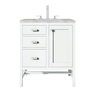 30 Inch Addison Freestanding Vanity in Glossy White / Victorian Silver Top