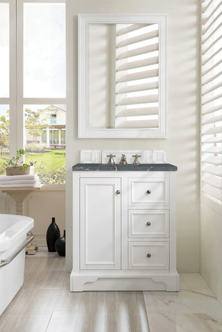 31.25 Inch De Soto Freestanding Vanity in Bright White / Parisien Bleu Top
