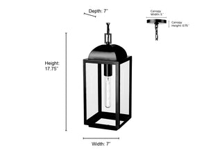 Beaufort 7" Wide 1-Light Outdoor Hanging Lantern - Powder Coated Black