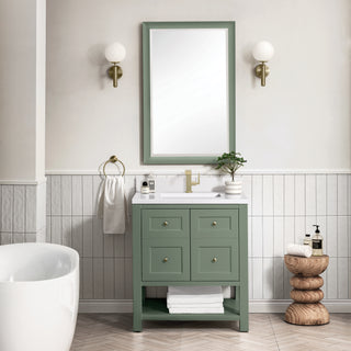 30 Inch Breckenridge Freestanding Vanity in Smokey Celadon / White Zeus Top