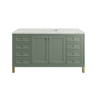 60 Inch Chicago Freestanding Vanity in Smokey Celadon / Ethereal Noctis Top