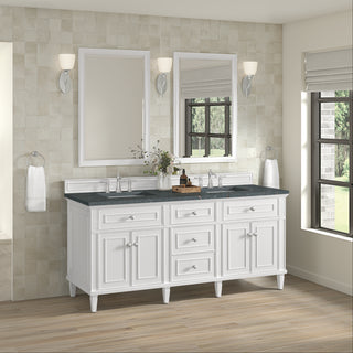 72 Inch Lorelai Freestanding Vanity in Bright White / Parisien Bleu Top