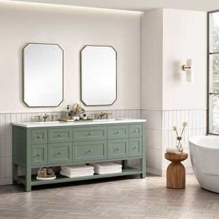 72 Inch Breckenridge Freestanding Vanity in Smokey Celadon / White Zeus Top