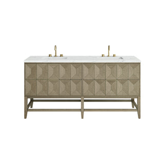 72 Inch Emmeline Freestanding Vanity in Pebble Oak / Ethereal Noctis Top