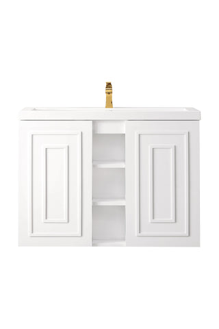 39.375 Inch Alicante' Floating Vanity in Glossy White / White Glossy Top