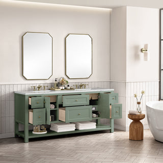 72 Inch Breckenridge Freestanding Vanity in Smokey Celadon / Ethereal Noctis Top