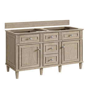 60 Inch Lorelai Freestanding Vanity in Whitewashed Oak / Parisien Bleu Top
