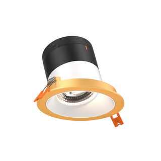 4in Modular Downlight, 5CCT, 35 degree Beam Angle, Slope Ceiling, White, Gold Trim