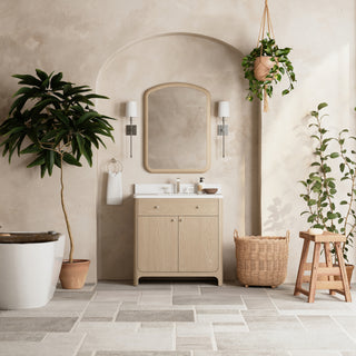 36 Inch Gracyn Freestanding Vanity in Coastal Driftwood / White Zeus Top