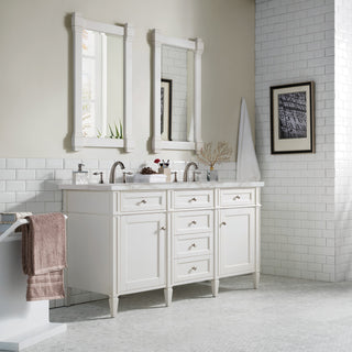 60 Inch Brittany Freestanding Vanity in Bright White / Victorian Silver Top