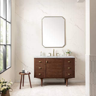 48 Inch Amberly Dual Mount Vanity in Mid-Century Walnut / Ethereal Noctis Top