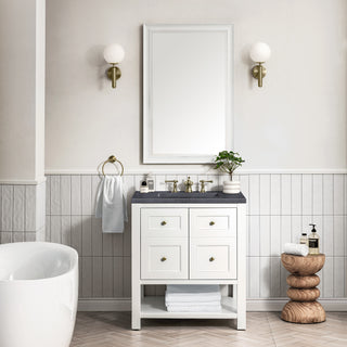 30 Inch Breckenridge Freestanding Vanity in Bright White / Charcoal Soapstone Top