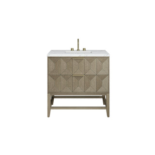 36 Inch Emmeline Freestanding Vanity in Pebble Oak / Ethereal Noctis Top