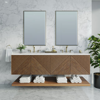 72 Inch Marcello Floating Vanity in Chestnut / Ethereal Noctis Top