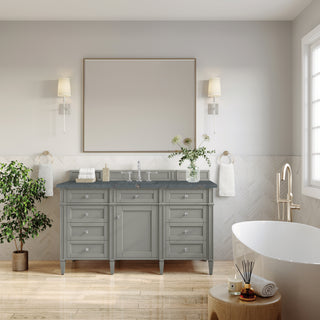 60 Inch Brittany Freestanding Vanity in Urban Gray / Parisien Bleu Top