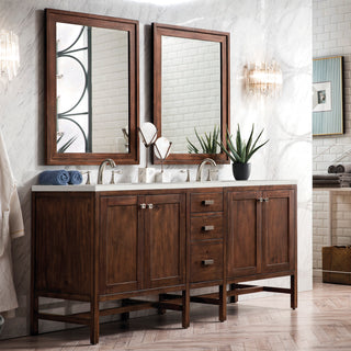 72 Inch Addison Freestanding Vanity in Mid-Century Acacia / Lime Delight Top