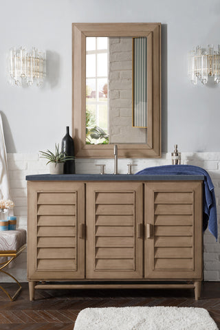 48 Inch Portland Freestanding Vanity in Whitewashed Walnut / Charcoal Soapstone Top