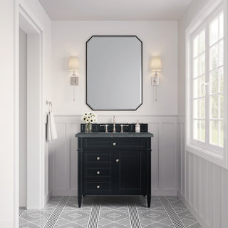 36 Inch Brittany Freestanding Vanity in Black Onyx / Parisien Bleu Top