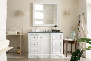 49.25 Inch De Soto Freestanding Vanity in Bright White / Cala Blue Top