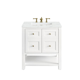 30 Inch Breckenridge Freestanding Vanity in Bright White / Ethereal Noctis Top