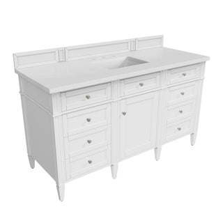 60 Inch Brittany Freestanding Vanity in Bright White / White Zeus Top