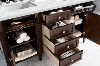 60 Inch Brittany Freestanding Vanity in Burnished Mahogany / Ethereal Noctis Top