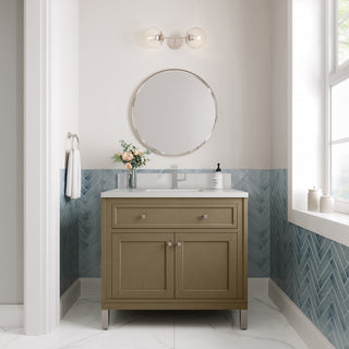36 Inch Chicago Freestanding Vanity in Walnut Whisper / White Zeus Top