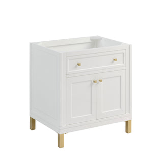 30 Inch Chicago Freestanding Vanity in Glossy White / Ethereal Noctis Top