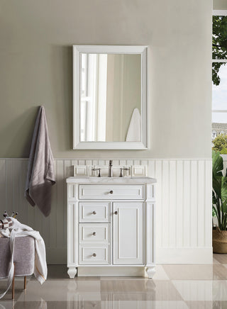 30 Inch Bristol Freestanding Vanity in Bright White / Victorian Silver Top
