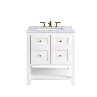 30 Inch Breckenridge Freestanding Vanity in Bright White / Carrara White Top