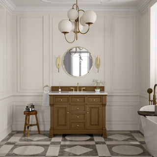 48 Inch Brookfield Freestanding Vanity in Honey Oak / White Zeus Top