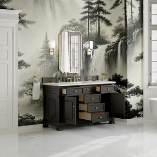 60 Inch Brookfield Freestanding Vanity in Black Onyx / Lime Delight Top