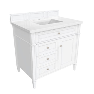 36 Inch Brittany Freestanding Vanity in Bright White / White Zeus Top