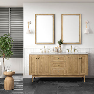 72 Inch Laurent Dual Mount Vanity in Light Natural Oak / Arctic Fall Top