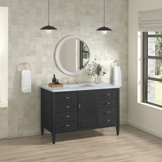 48 Inch Myrrin Freestanding Vanity in Carbon Oak / Carrara White Top