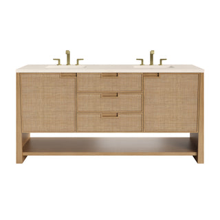 72 Inch Solene Freestanding Vanity in Seaside Oak / Eternal Marfil Top