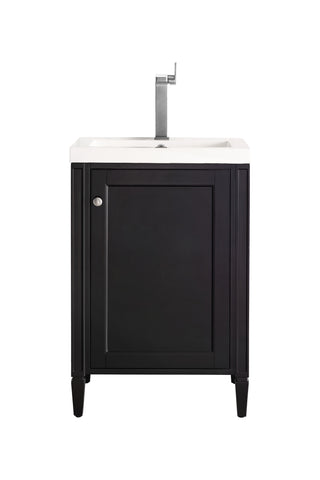 23.625 Inch Britannia Freestanding Vanity in Black Onyx / White Glossy Top