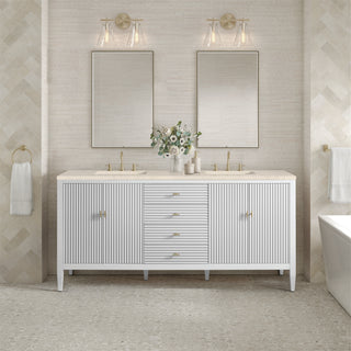 72 Inch Myrrin Freestanding Vanity in Bright White / Eternal Marfil Top