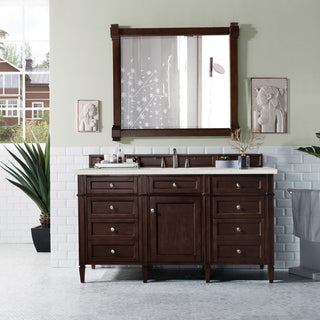 60 Inch Brittany Freestanding Vanity in Burnished Mahogany / Lime Delight Top