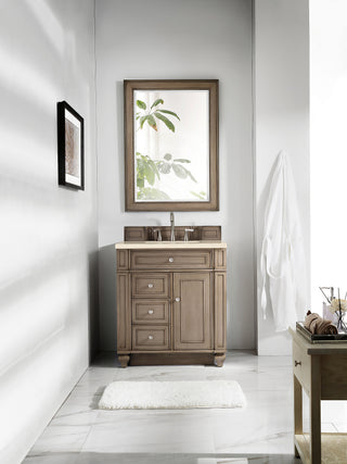 30 Inch Bristol Freestanding Vanity in Whitewashed Walnut / Eternal Marfil Top