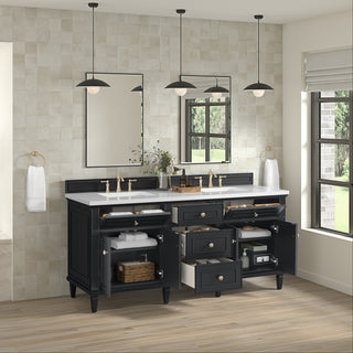 72 Inch Lorelai Freestanding Vanity in Black Onyx / White Zeus Top