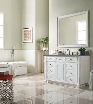 48 Inch Bristol Freestanding Vanity in Bright White / Cala Blue Top