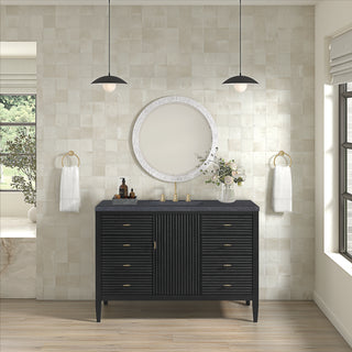 48 Inch Myrrin Freestanding Vanity in Carbon Oak / Charcoal Soapstone Top