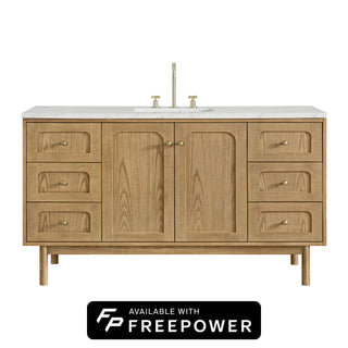 60 Inch Laurent Dual Mount Vanity in Light Natural Oak / Ethereal Noctis Top
